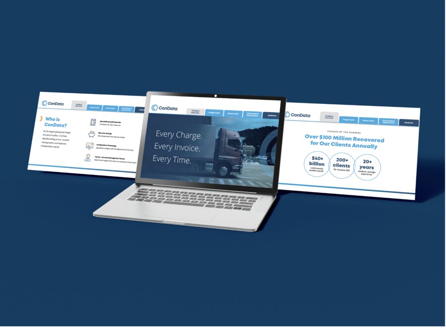 ConData sales deck on laptop mockup