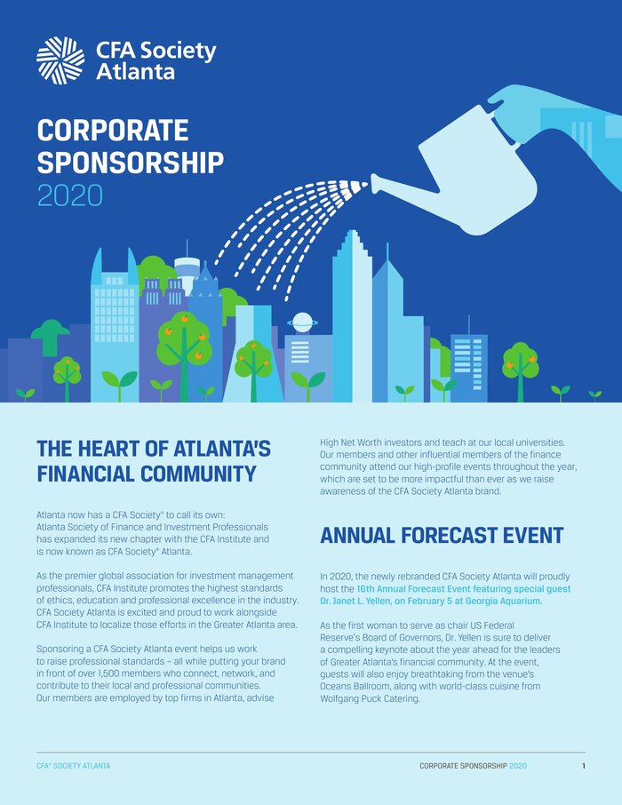 CFA Society Atlanta Corporate Sponsorship 2020 kit cover
