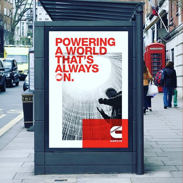 Cummins 'Powering the World' bus stop recruitment poster