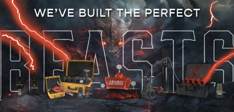 Hose Monster 'We Built the Perfect Beast' campaign spread showing ads and collateral