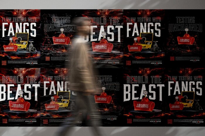 Hose Monster trade ad mockup in magazine spread