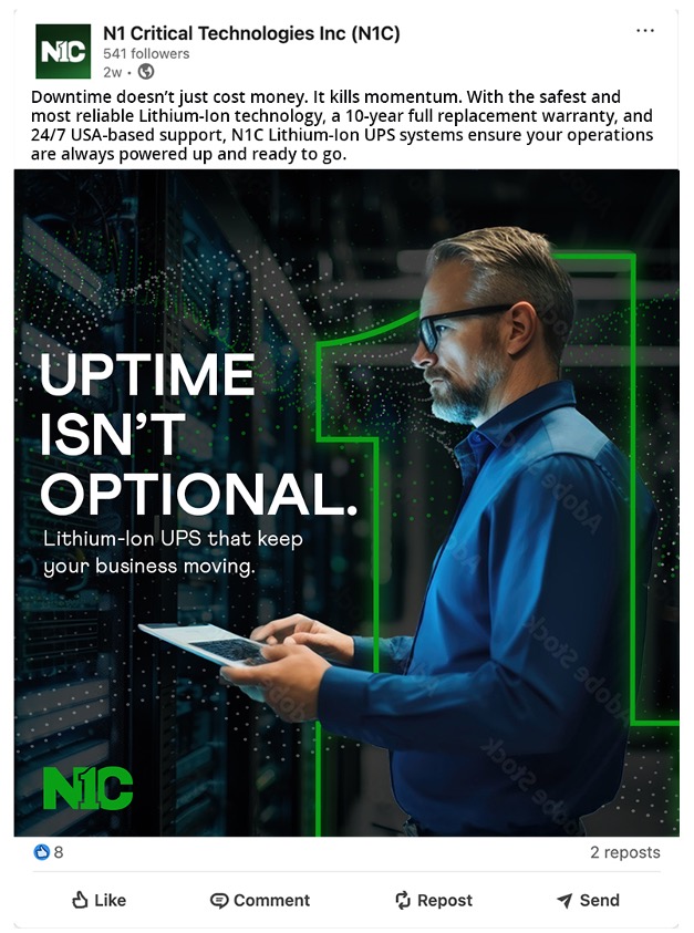 N1C 'Uptime Isn't Optional' campaign creative